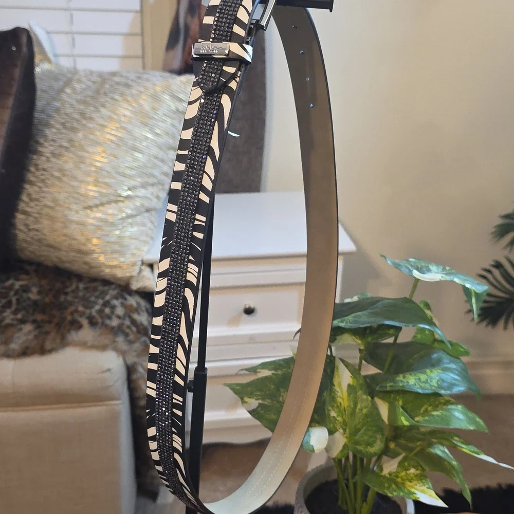 NICOLE MILLER Monochrome ZEBRA  Patterned  STUDDED Belt.